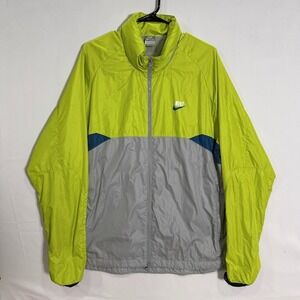 Nike Windbreaker FitStorm Jacket Men's XL Green Gray Full Zip VTG Y2K